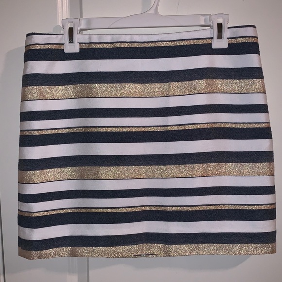 J.Crew Gold Navy White Striped Skirt - Picture 1 of 3